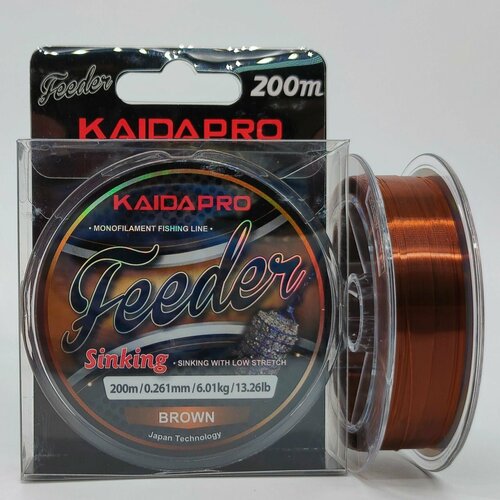 фото Леска монофильная kaida feeder sinking brown 200 м 0,261 мм kaida pro