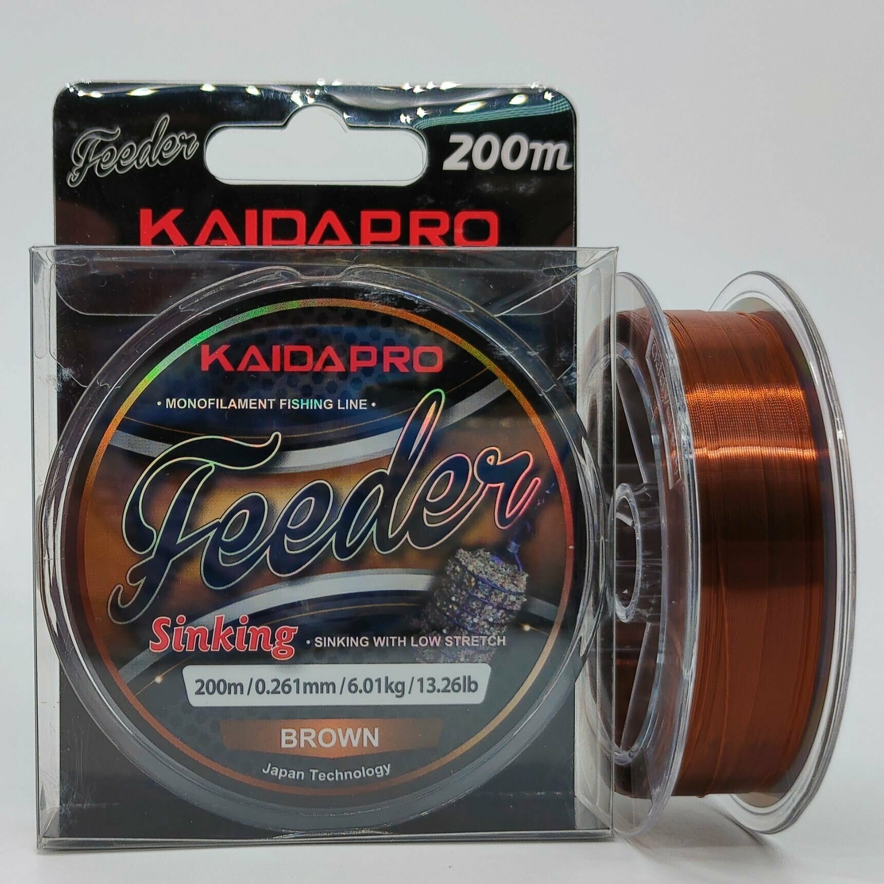 Леска монофильная KAIDA Feeder Sinking Brown 200 м 0,261 мм