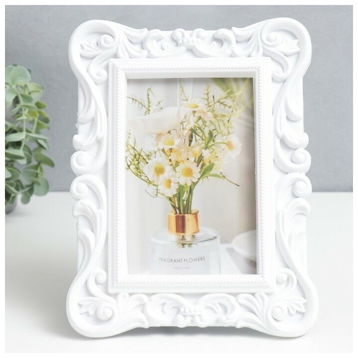 фото Фоторамка пластик 10х15 см "Нежные узоры" белая 17х22 см