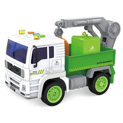 Мусоровоз ABtoys WY521C 1:20, 23 см, зеленый экскаватор abtoys wy511c 1 20 23 см желтый