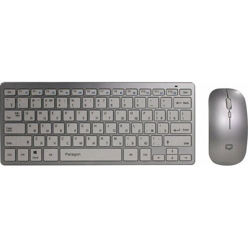 Офисный набор клавиатура + мышь Qumo Paragon Silver + White K15/M21, беспроводной 2.4G, клавиатура + мышь, 400 mA