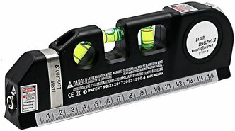 Многофункциональный строительный лазерный уровень 4 в 1 с линейкой и рулеткой 2,5 м, Laser Level Pro нивелир