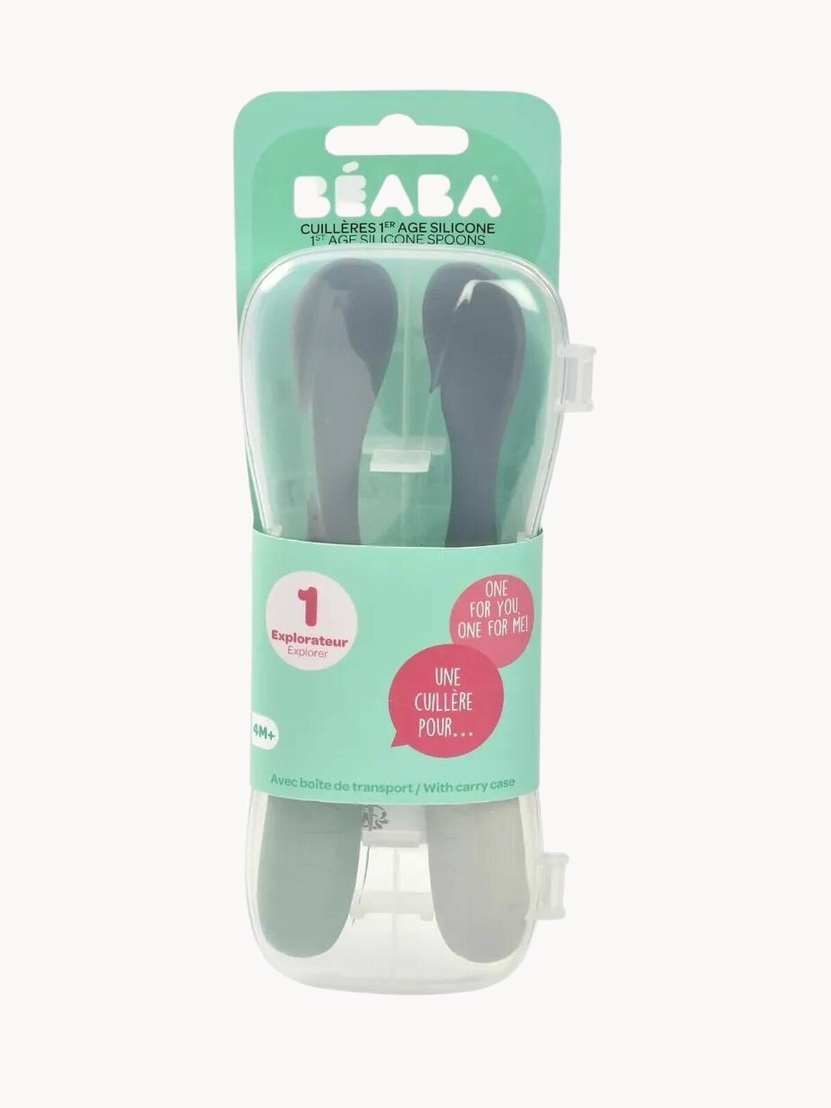 BEABA ложка для кормления детская 2 шт, ложечка с 4-х мес. для прикорма силиконовая для ребенка