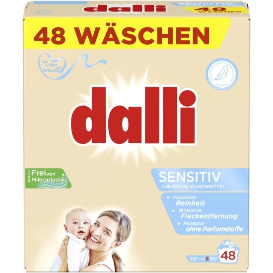 Стиральный порошок Dalli Sensitive, для чувствительной кожи, 3.12 кг