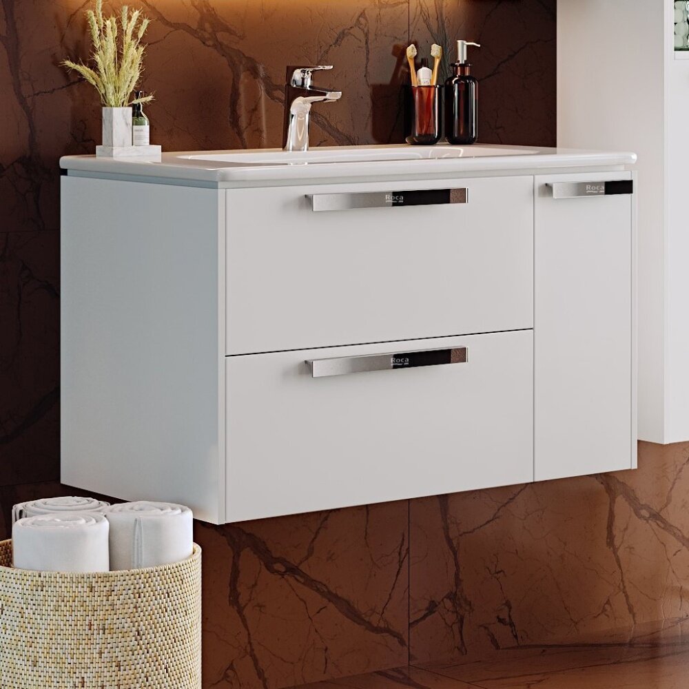 фото Roca Тумба для комплекта Roca Lago 80 белый глянец