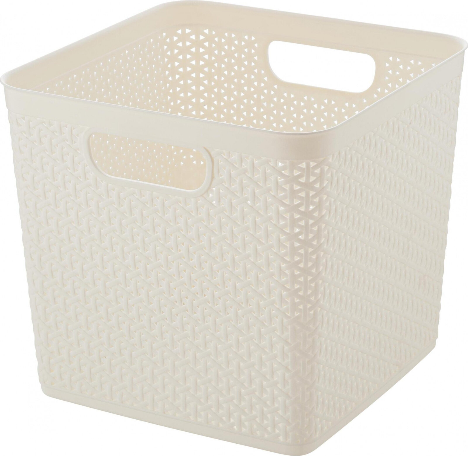 фото Корзина для хранения Keeplex / Киплекс Rattan плетеная квадратная, полипропилен белое облако 29.5×29.5×27.5см, объем 21л