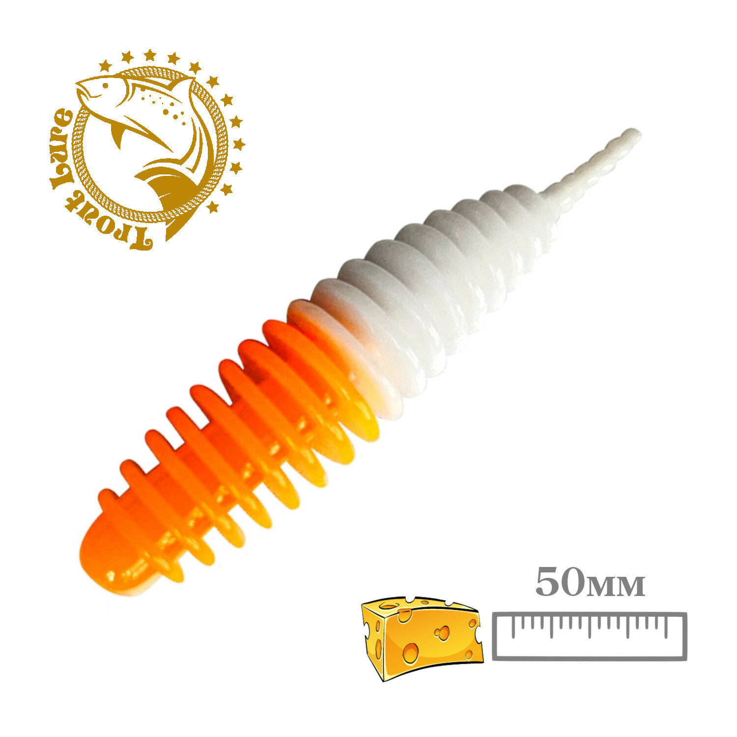 Силикон TROUT LURE (SANSAN) в банке PLAMP 50 СЫР COL. 10 (White-Orange) (12шт)