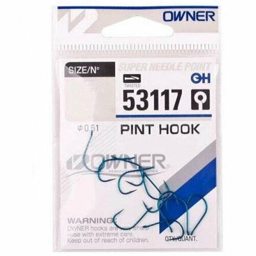 Крючки одинарные OWNER 53117 Pint Hook Blue #12 (13 шт/уп)