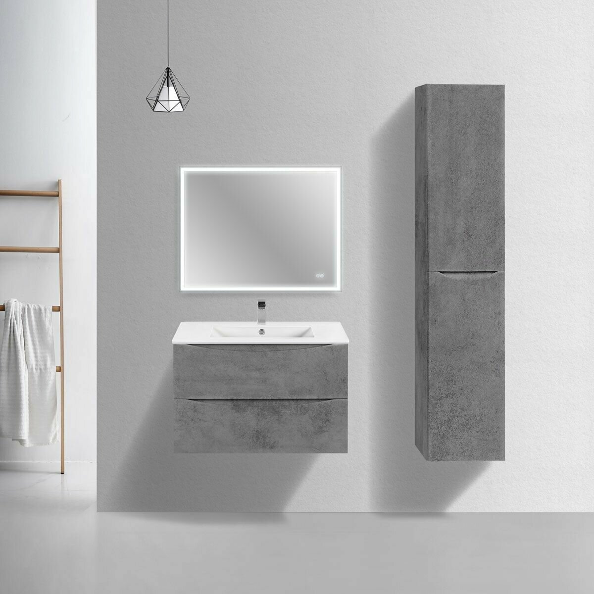 фото Тумба с керамической раковиной Vincea Mia Slim 800 Beton