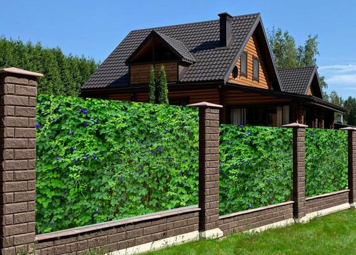 Баннер для забора и фасада 2,5 х 4 м с люверсами / Зелень с цветами