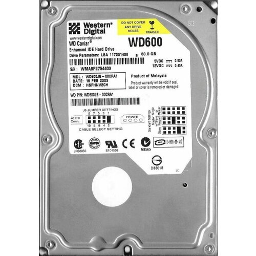 Жесткий диск Western Digital WD600JB 60Gb 7200 IDE 35 HDD 365000₽