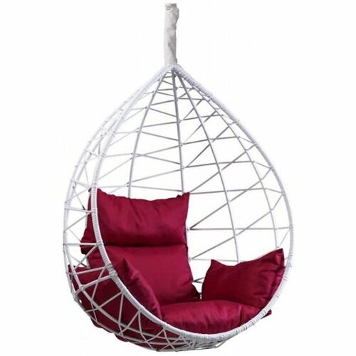 Подвесное кресло кокон LAURA OUTDOOR Alicante белое+ бордовая подушка (без стойки)
