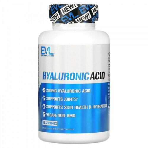 Купить EVLution Nutrition, Hyaluronic Acid, 200 mg, 30 Veggie Capsules