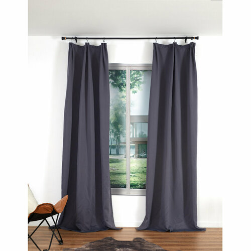 Комплект штор блэкаут 150х270см однотонный темно-серый, лента, 2шт, 6176915