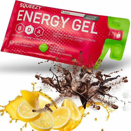 Гель питьевой SQUEEZY ENERGY SUPER GEL 33mg caffeine 33 г саше, Лимон+Кофеин