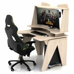 Геймерские игровые столы и кресла Игровой компьютерный стол для геймера с надставкой DX BIG RAPTOR Дуб Молочный - изображение