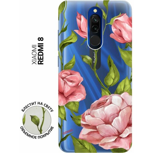 Силиконовый чехол на Xiaomi Redmi 8, Сяоми Редми 8 с 3D принтом Amazing Roses прозрачный силиконовый чехол на xiaomi redmi 8 сяоми редми 8 с 3d принтом amazing peonies прозрачный