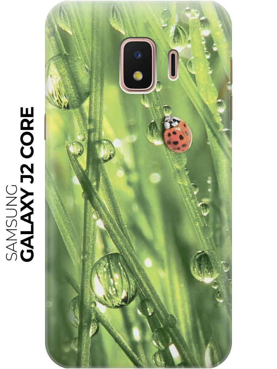 Силиконовый чехол Божья коровка и капельки на Samsung Galaxy J2 Core / Самсунг Джей 2 Кор