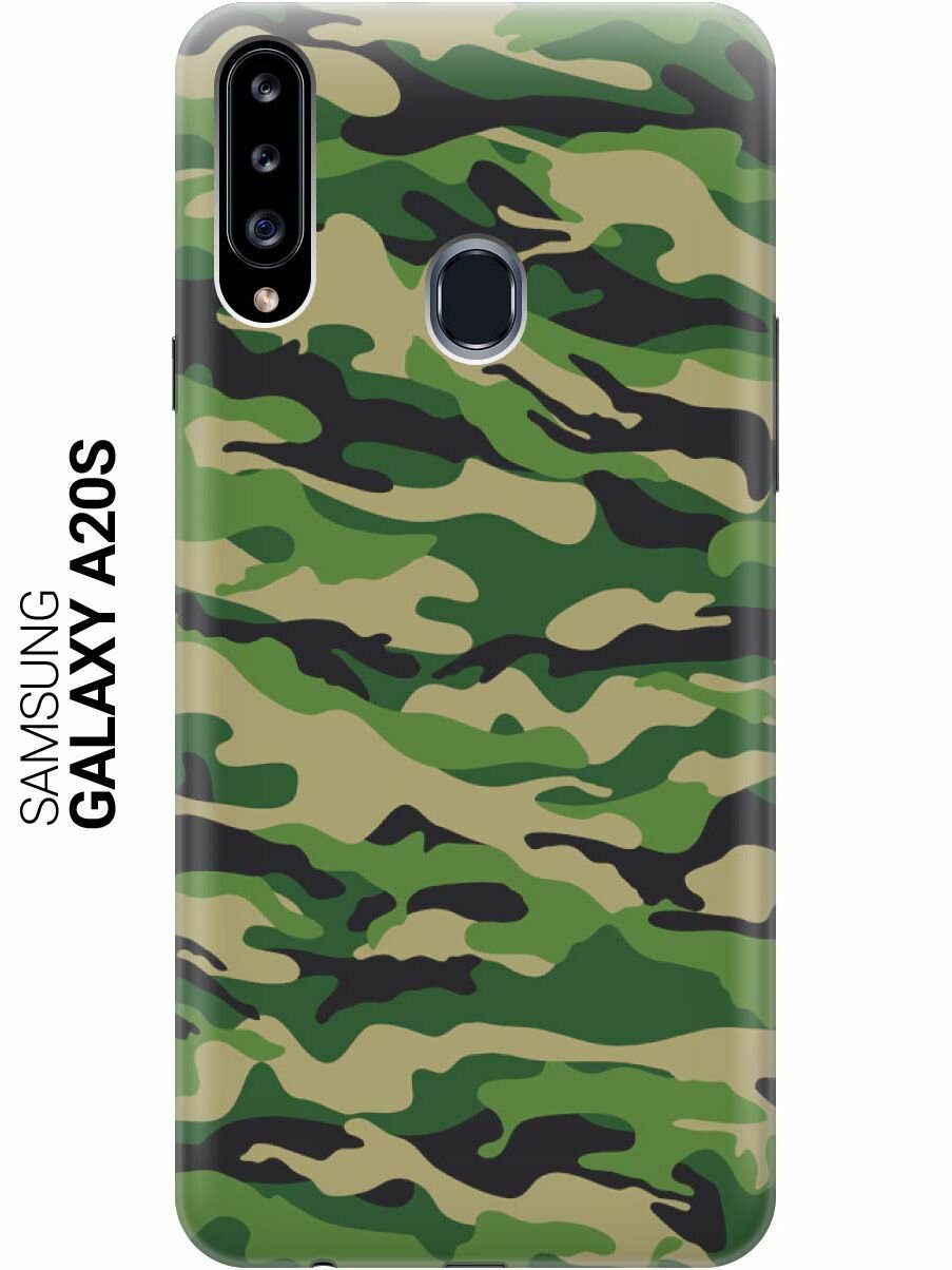 Ультратонкий силиконовый чехол-накладка для Samsung Galaxy A20s с принтом "Темно-зеленое хаки"