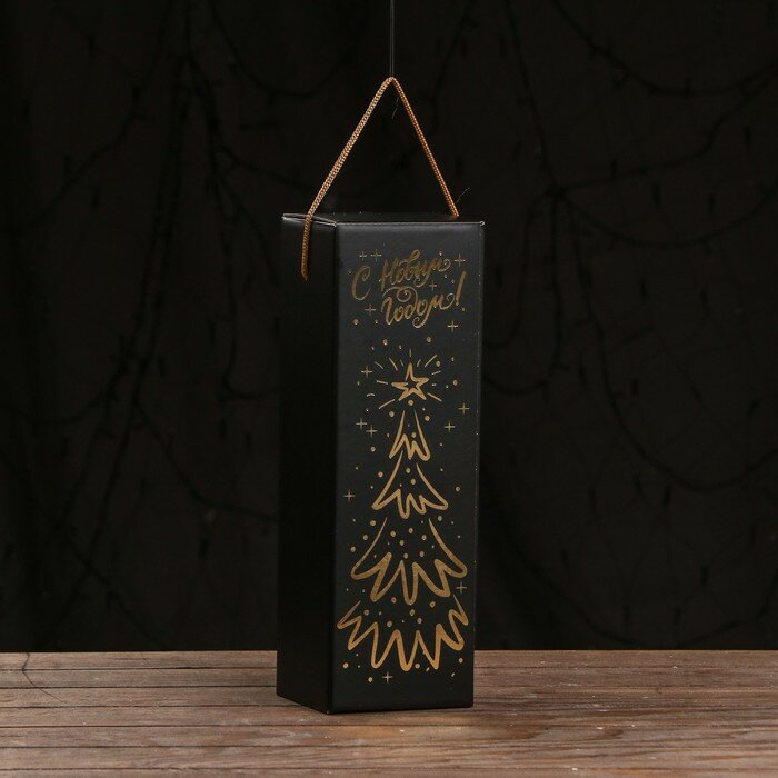 Коробка под шампанское "Дракон на чёрном", 11 х 11 х 35 см