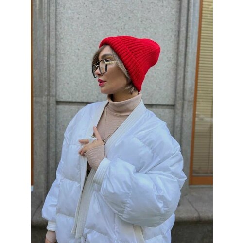 фото Шапка бини peony & wool, размер m/l, красный