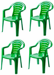 Кресло садовое 56х57х82 см пластик, 4шт., зеленые.