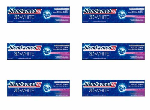 Blend-a-med Зубная паста 3D White, Бодрящая свежесть, 100 мл, 6 шт