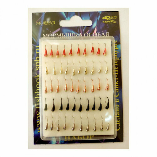 фото Мормышка особая уралка с отв. диам. 4/2 с фосф пяткой набор уп.50шт murena