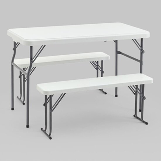 Комплект Stool Group стола и двух скамеек белый