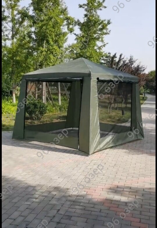 Шатер беседка 1628d стальной каркас без юбки с москитными сетками 320*320*245 см