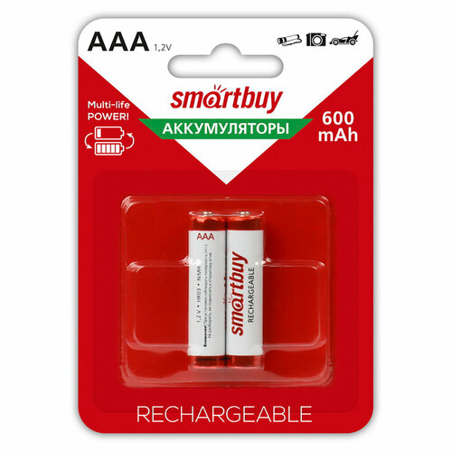 Аккумулятор Smartbuy AAA (R3) 600 mAh 2 шт аккумулятор smartbuy sbbr 2a02bl2500