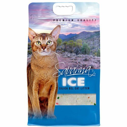 Силикагелевый наполнитель Savanna Ice для кошек цветные гранулы 8 л