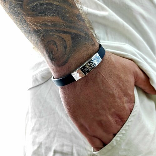 фото Браслет, металл, 1 шт., серебряный, черный нет бренда