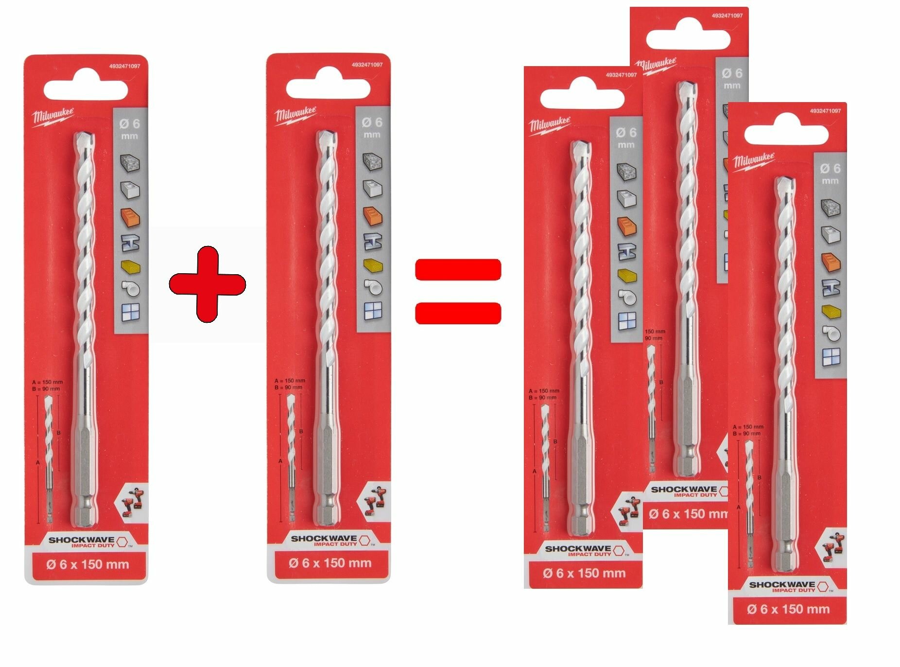 Сверло универсальное Milwaukee HEX 6x150 мм (3 шт)