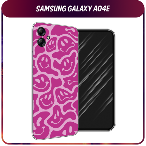 силиконовый чехол черный карбон на samsung galaxy a04e самсунг галакси а04е Силиконовый чехол на Samsung Galaxy A04e / Самсунг A04e Расплывчатые смайлики розовые