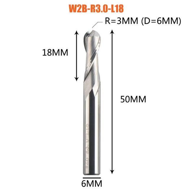 Dreanique чистовая концевая твердосплавная сферическая фреза по дереву для чпу (R3.0 L32 d6) W2B-R3.0-L32 11384