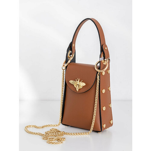 фото Сумка сэтчел steffalini, фактура зернистая, коричневый