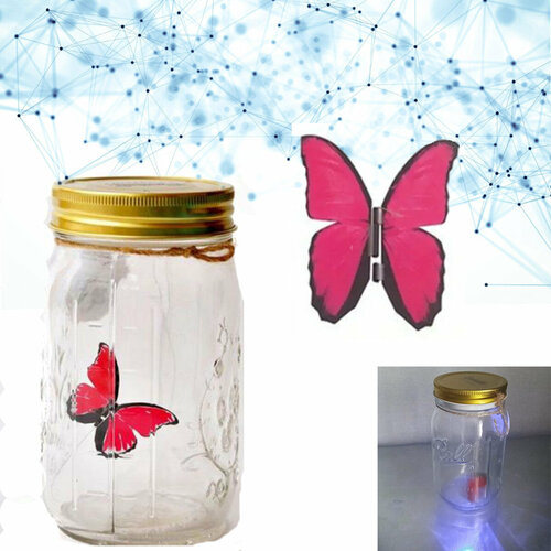 Бабочка в банке на батарейках электронная с подсветкой бабочка в банке летает