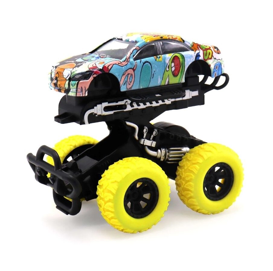 Машинка Funky Toys Die-cast, инерционная, с ярким рисунком, краш-эффектом и жёлтыми колесами, 15.5 см FT8488-6