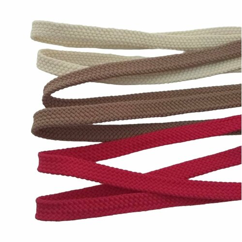 Шнурки плоские 130 см, разные цвета, 3 пары, темно-бежевый, светло-бежевый, фуксия
