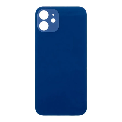 Задняя крышка для iPhone 12 Синий (стекло, широкий вырез под камеру, логотип) - Премиум задняя крышка для iphone 13 синий стекло широкий вырез под камеру логотип