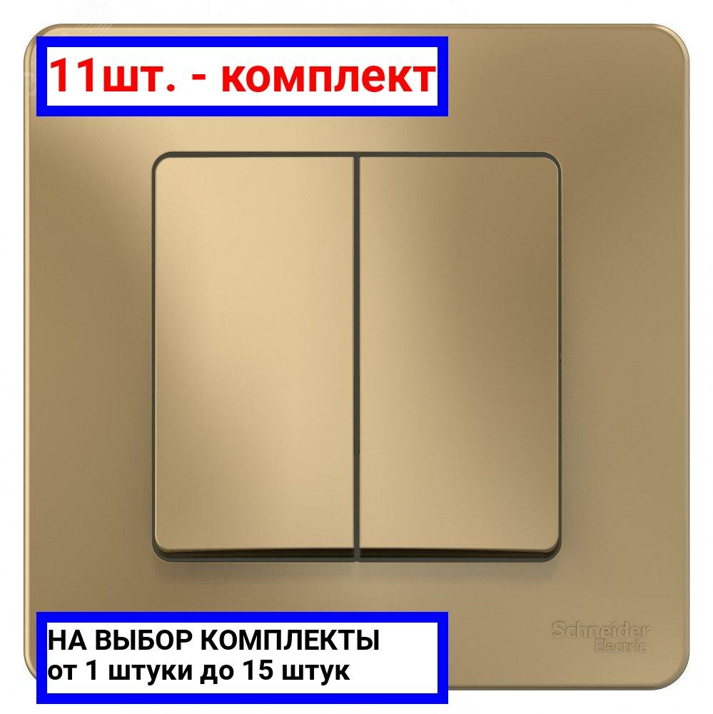 11шт. - BLANCA скрытой установки двухклавишный выключатель (cх.5), 10A, 250B, титан / Systeme Electric; арт. BLNVS010504; оригинал / - комплект 11шт