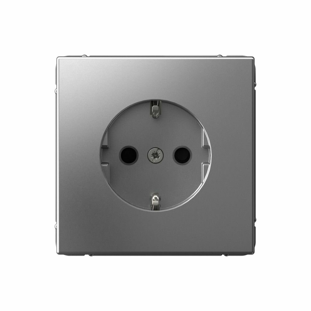 фото Розетка с заземлением со шторками Schneider Electric/Systeme Electric ArtGallery 16А одинарная скрытой установки шнайдер Сталь GAL000945