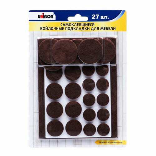 Самоклеящиеся войлочные подкладки для мебели UNIBOB темно - коричневые 27шт 559₽