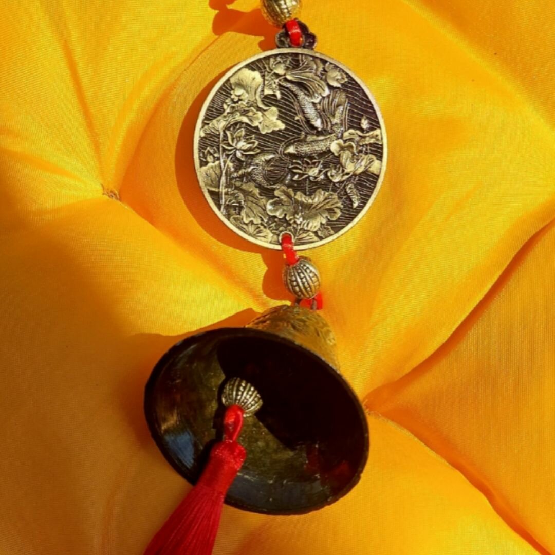 Колокольчик карпы кои и феникс, подвесной, на красной нити, фен шуй — фото 1