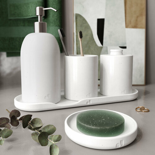 Набор Bordeaux из 5-и предметов (Емкость п/к/Емкость/Дозатор/Мыльница/Поднос M) белый, глянцевый