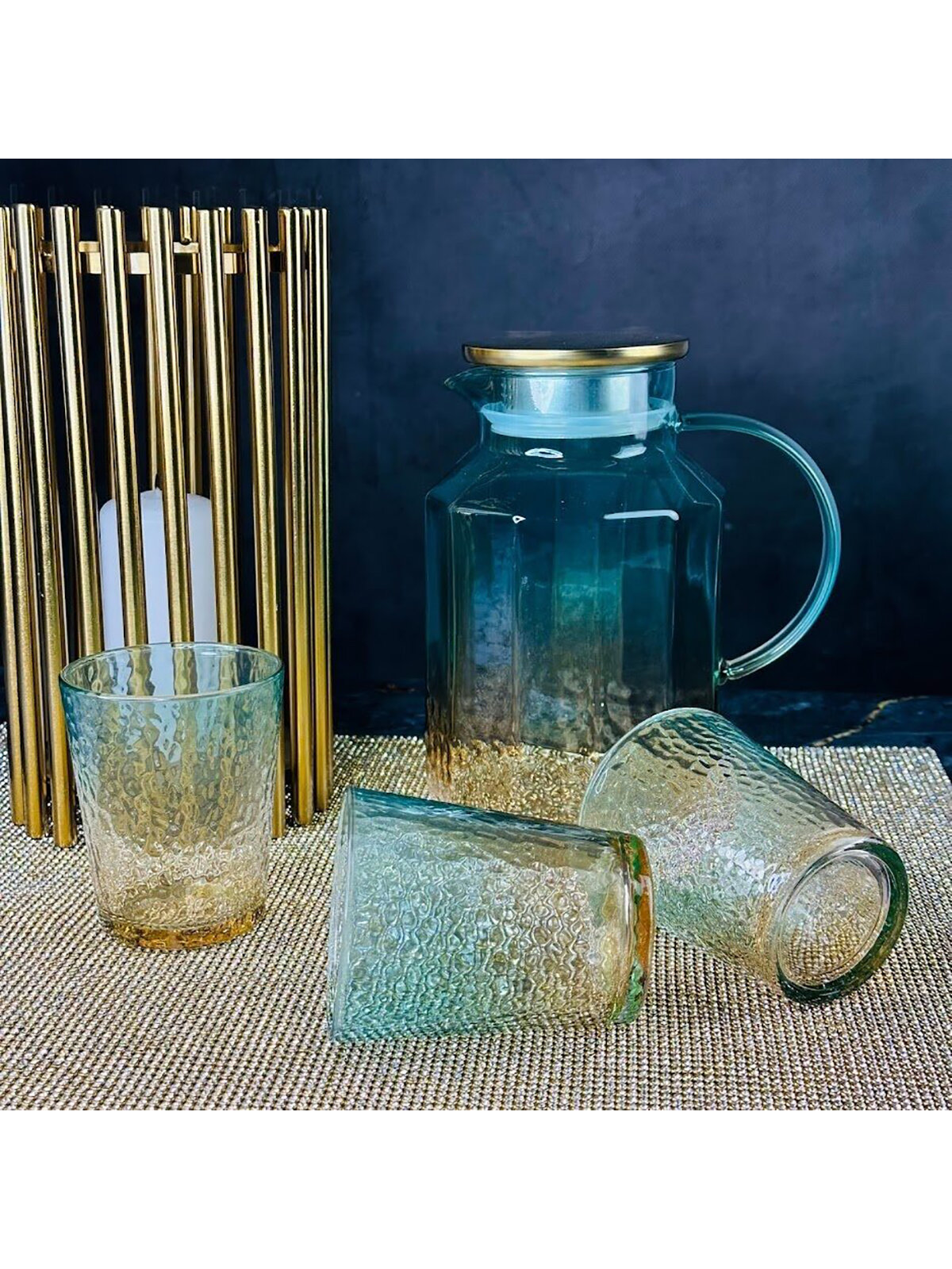 Графин и 6 стаканов Lenardi, стеклянные, 260 мл