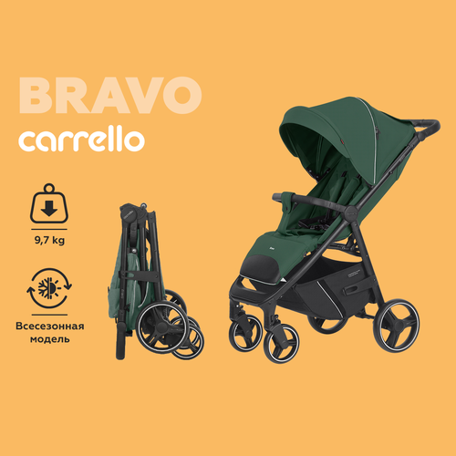 фото Прогулочная коляска carrello bravo crl-8512 2023, spring green, цвет шасси: черный