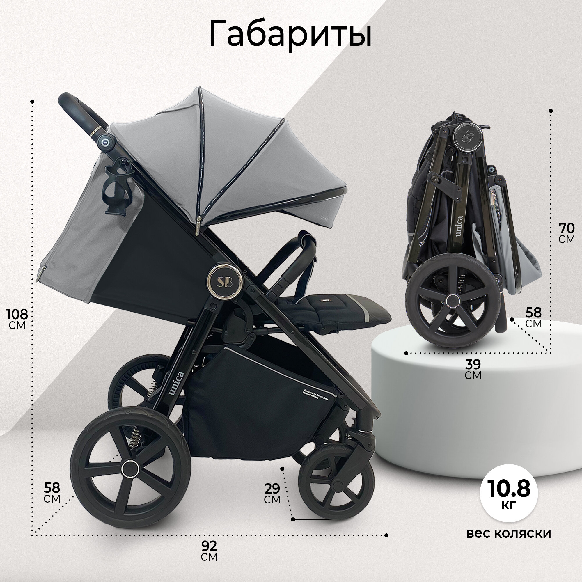 Обзор: Прогулочная коляска Sweet Baby Unica, цвет Grey (Серый), артикул производителя 427050