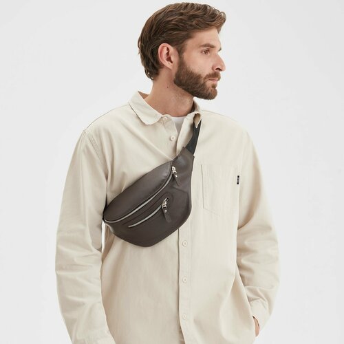 Сумка поясная MONOMOUNT, фактура зернистая, коричневый